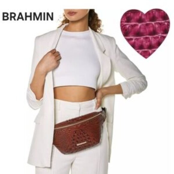 Brahmin Croc-Embossed Brown Belt Bag - Picture 6 of 6